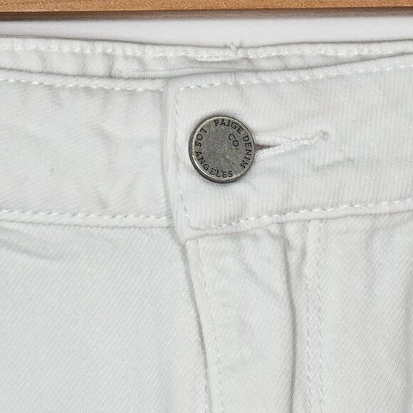 Paige‎ Cuffed Raw Hem Jeans Shorts High-Rise White Denim Women's Size 30 - Picture 6 of 11